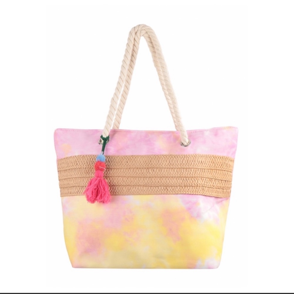 New Pink, Yellow And White Tie Dye Tote